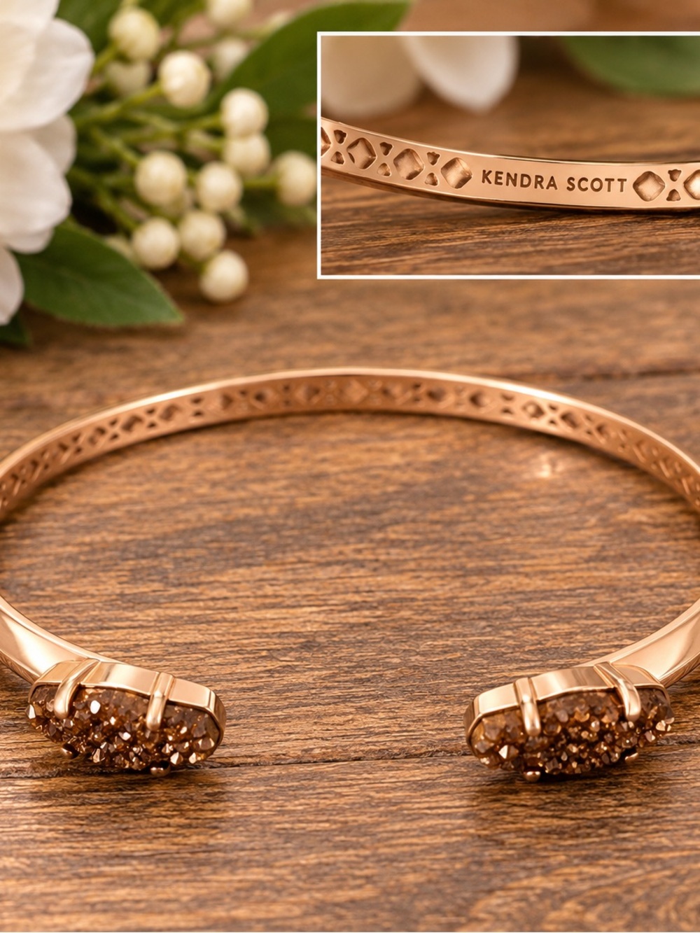 Kendra Scott Rose Gold Pavé Druzy Open Cuff Bracelet